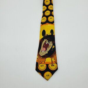 LOONEY TOONS MANIA Tasmanian Devil Taz Smiley Faces Neck Tie Vintage Fun Cartoon